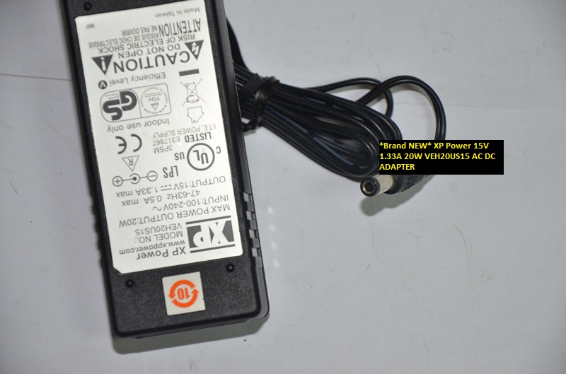 *Brand NEW* 15V 1.33A 20W AC DC ADAPTER 5.5*2.5 XP Power VEH20US15
